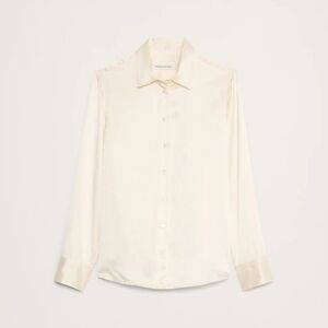 FLASH SALE! Banana Republic The Everyday Silk Shirt Sz L, Cream White, NWT